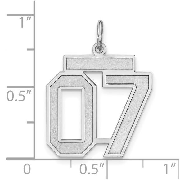 Sterling Silver, Jersey Collection, Medium Number 07 Pendant - Picture 3 of 5